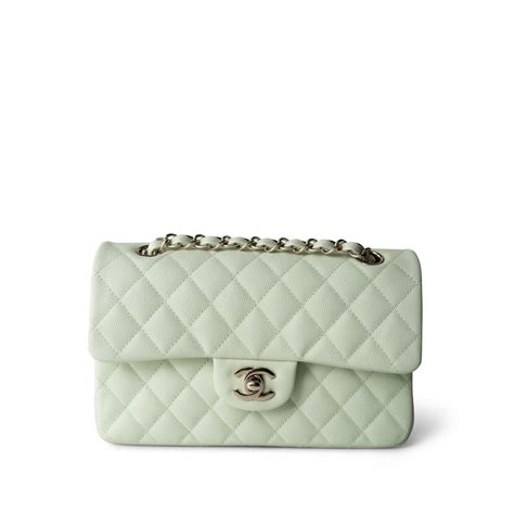 CHANEL 22C Small Light Green Classic Flap 